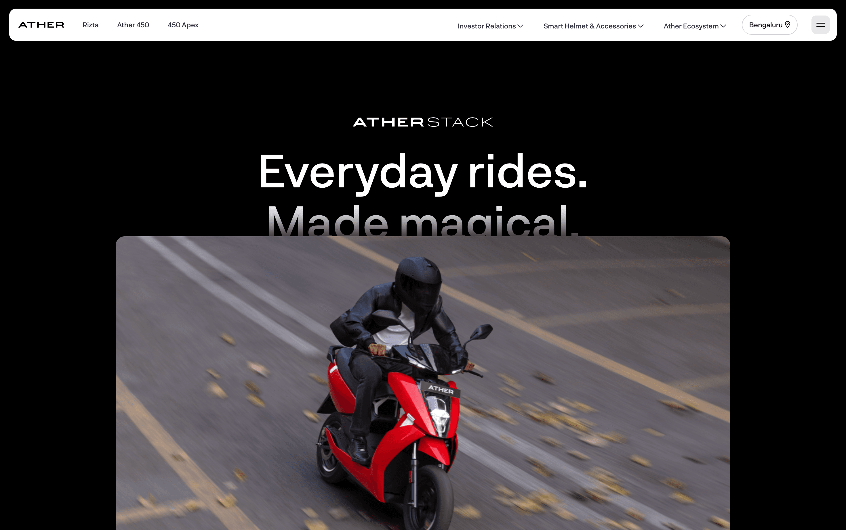 Ather Stack Showcase - Deep dive into dashboard software, navigation, and smart app integration.